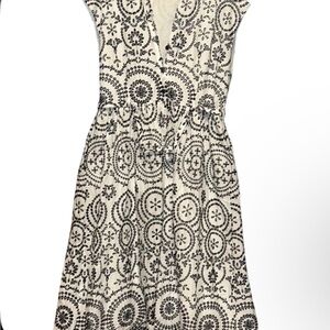 Zara Pre Loved Elegant Navy and White Patterned Dress